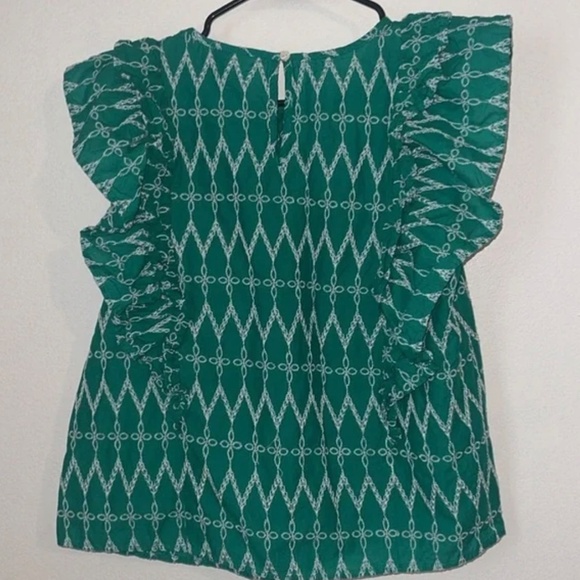 Universal Thread Teal Short Sleeve Blouse With Ruffles - Picture 6 of 8
